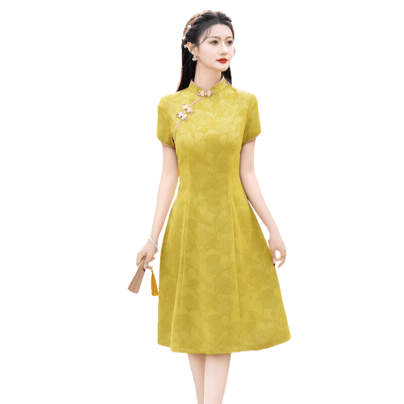 チャイナ服  エレガントな花柄チャイナドレス