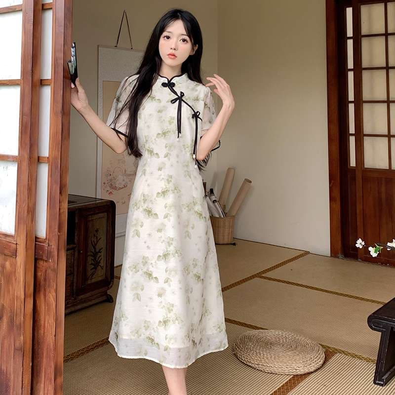 チャイナ服  月花チャイナワンピース