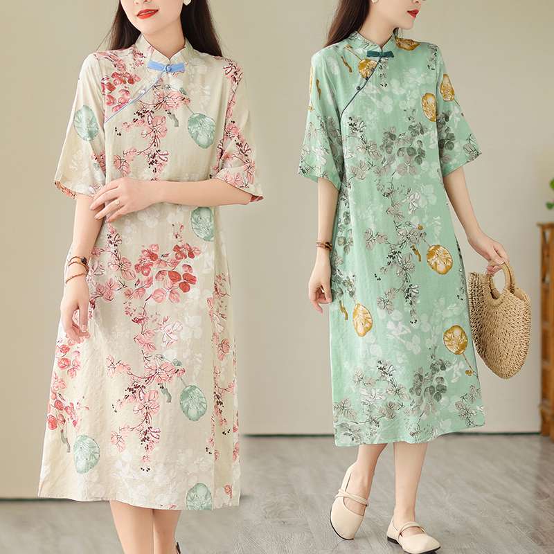 チャイナ服  華やぎ刺繍チャイナワンピース