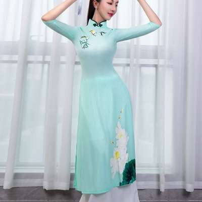 チャイナ服  チャイナドレス花柄刺繍入り