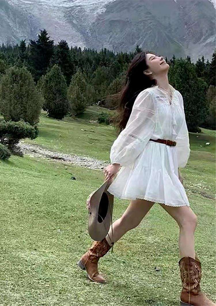 チャイナ服  山岳リゾート風フレアワンピース