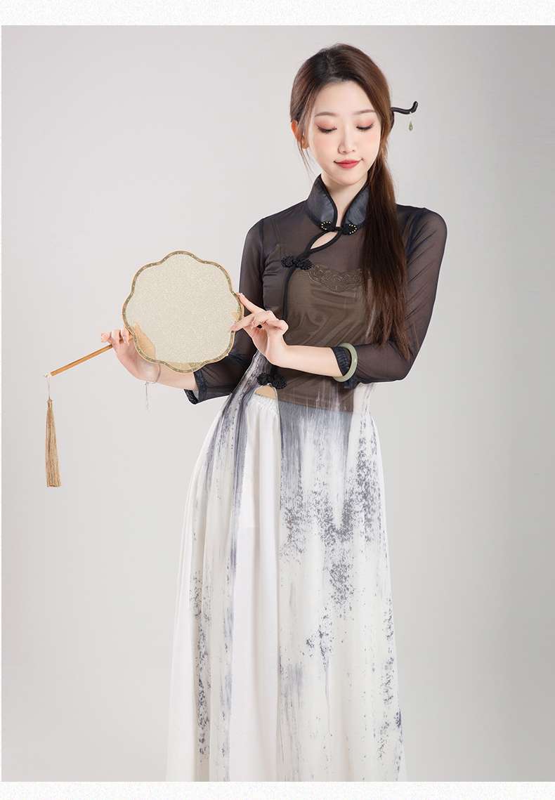 チャイナ服  透け感チャイナ風ロングドレス