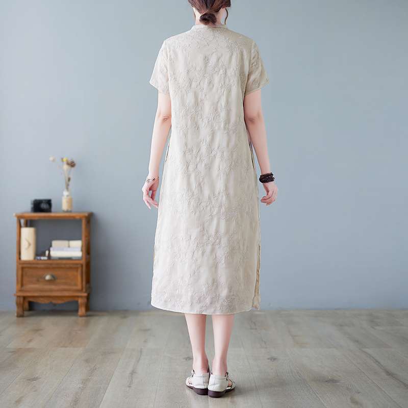 チャイナ服  上品シンプルチャイナワンピース