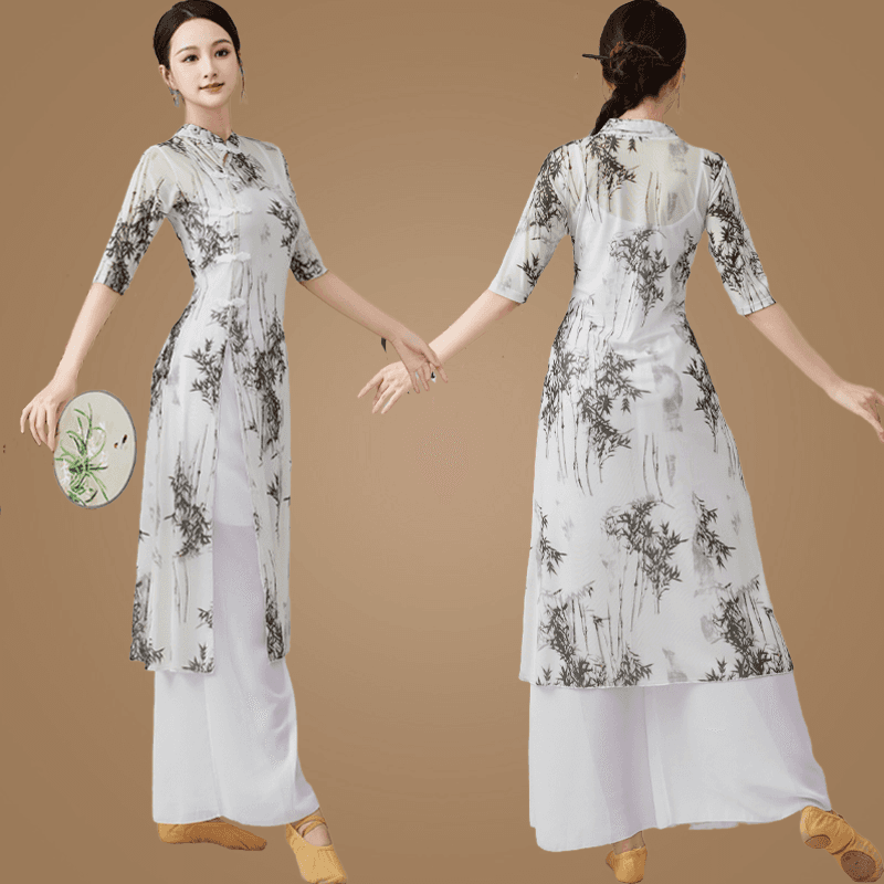 チャイナ服  墨絵風チャイナドレス上下セット