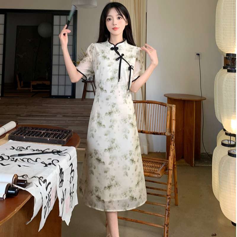 チャイナ服  月花チャイナワンピース