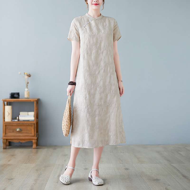 チャイナ服  上品シンプルチャイナワンピース