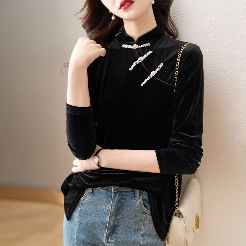 チャイナ服 チャイナ風ベロアトップス