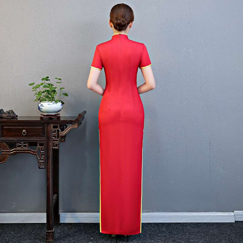 チャイナ服  花鳥刺繍入り チャイナドレス