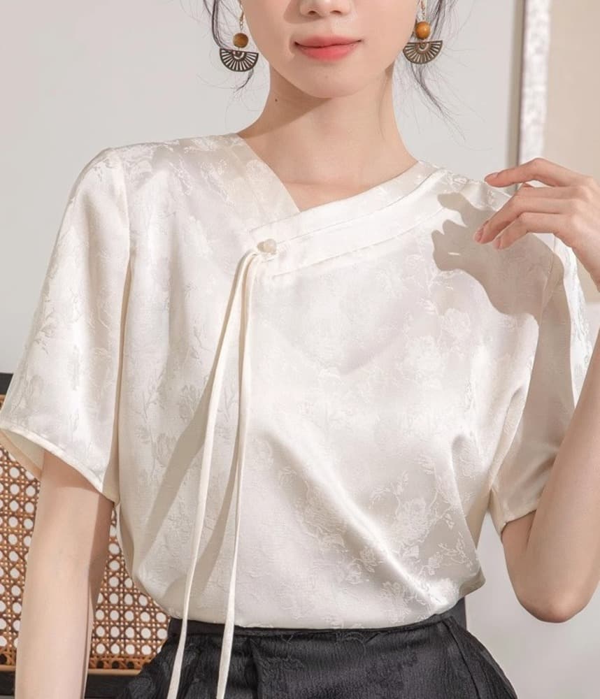 チャイナ服 アシンメトリーデザインモダンブラウス