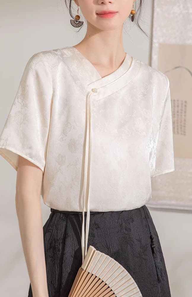 チャイナ服 アシンメトリーデザインモダンブラウス