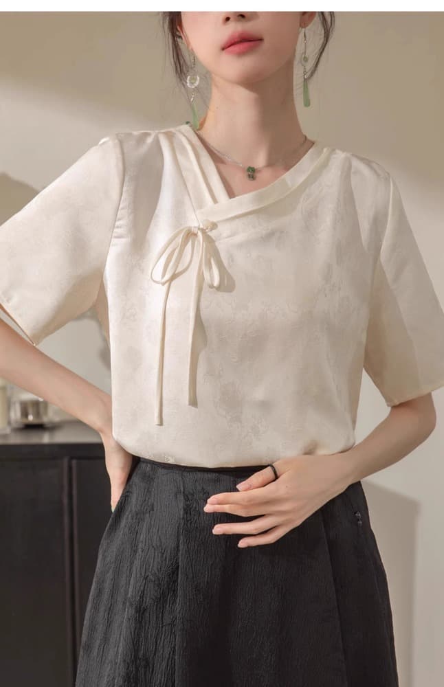 チャイナ服 アシンメトリーデザインモダンブラウス