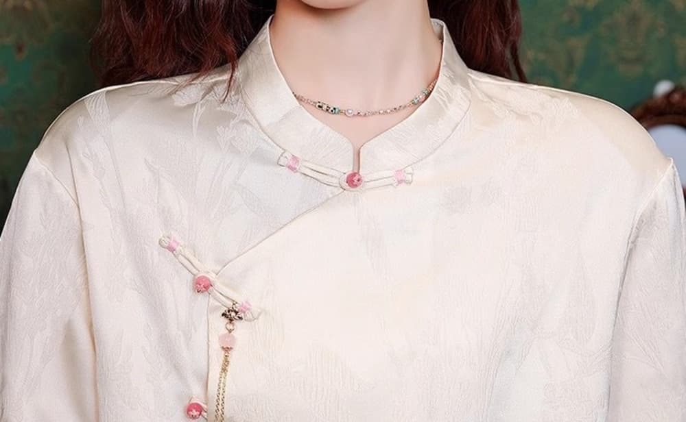 チャイナ服 クラシカルなチャイナ風七分丈ブラウス