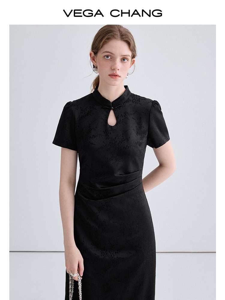 チャイナ服 ブラック カッティング ドレス