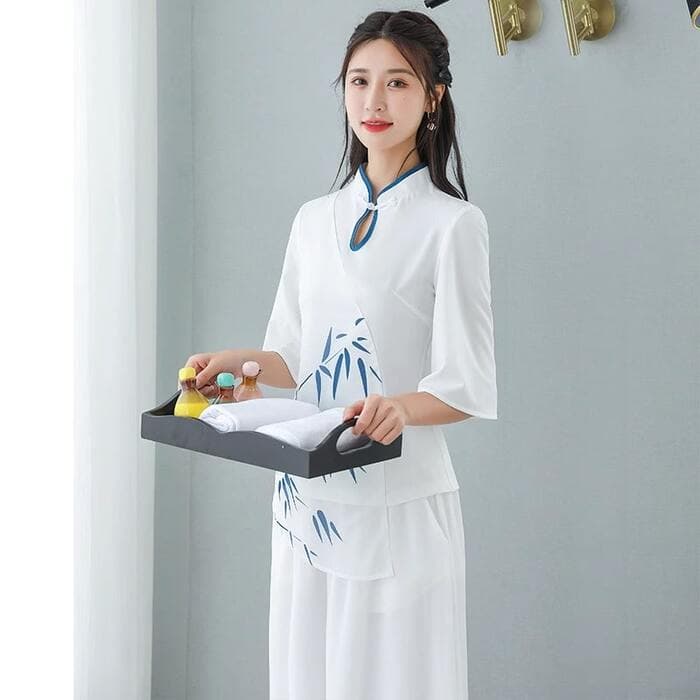 チャイナ服 フレッシュ ホワイト チャイナシャツ