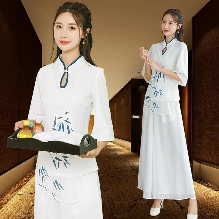 チャイナ服 フレッシュ ホワイト チャイナシャツ