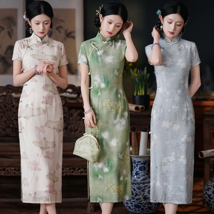 チャイナ服 パステルカラー キュート ロング チャイナドレス