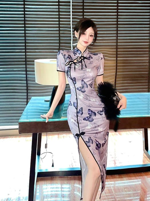 チャイナ服 蝶デザインのチャイナドレス