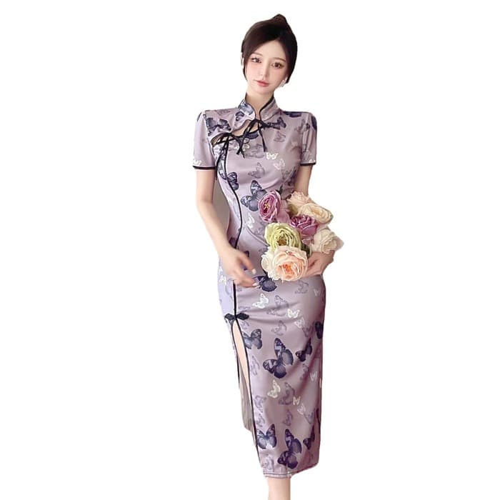チャイナ服 蝶デザインのチャイナドレス