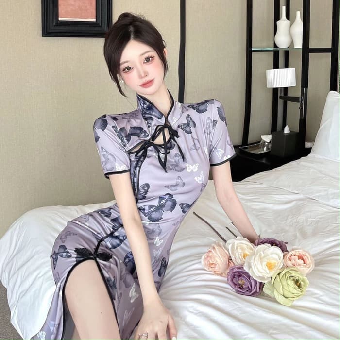 チャイナ服 蝶デザインのチャイナドレス