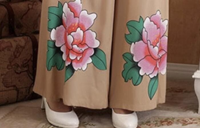 チャイナ服 チャイナ ロータス パンツ バラ デザイン