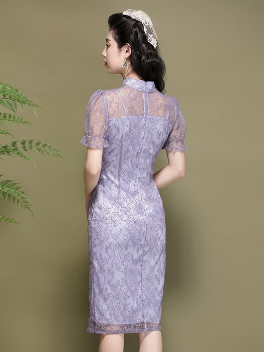 チャイナ服 パステルパープル チャイナドレス