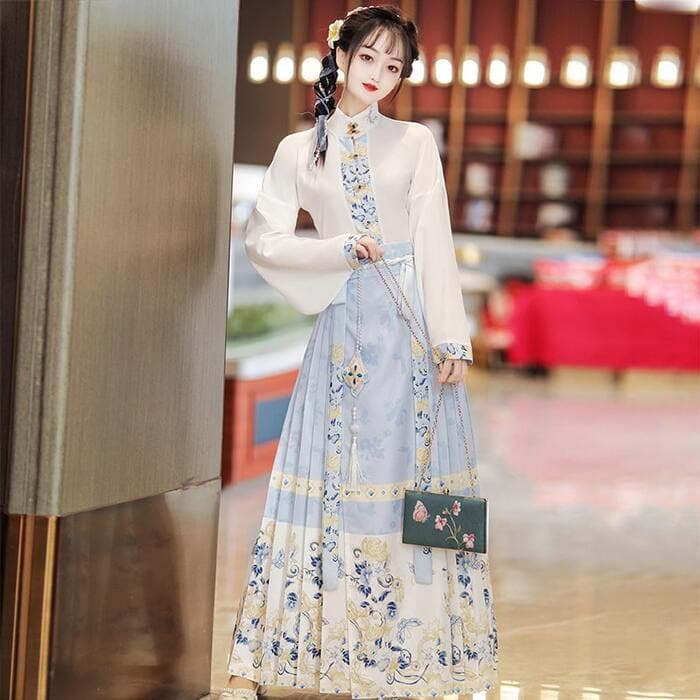 花鳥刺繍入りチャイナ襟上下組セットアップ
