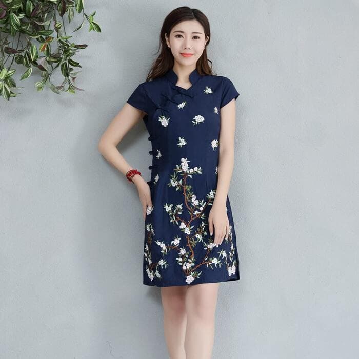チャイナ服 膝上丈 半袖 チャイナドレス