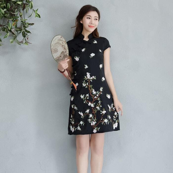 チャイナ服 膝上丈 半袖 チャイナドレス
