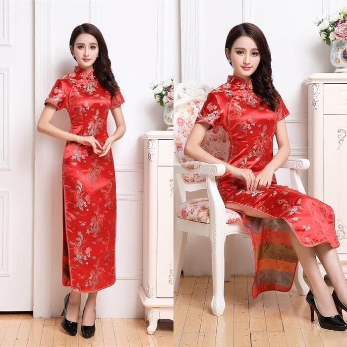 チャイナ服 ハーフスリーブロングチャイナドレス