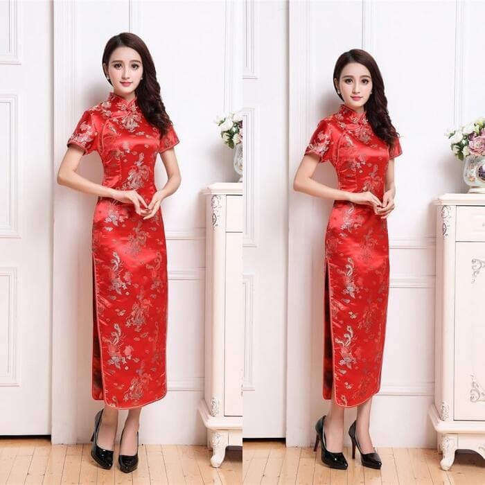 チャイナ服 ハーフスリーブロングチャイナドレス