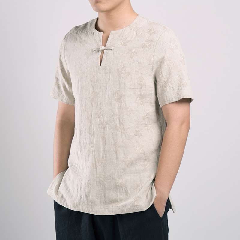 チャイナ服 リネン シンプル Tシャツ