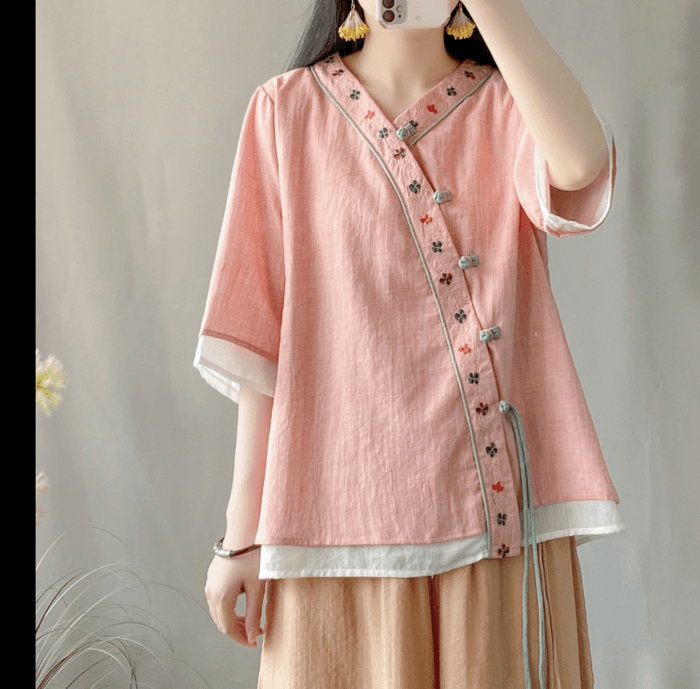 チャイナ服 パステルカラーチャイナシャツ