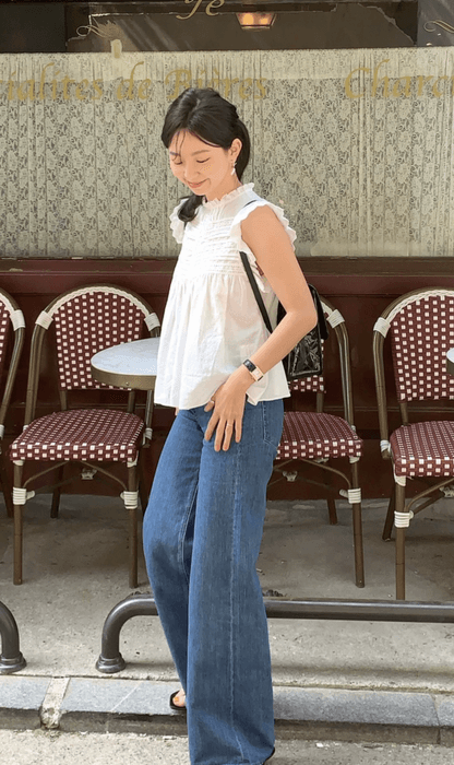 チャイナ服 フリル ノースリーブ チャイナブラウス