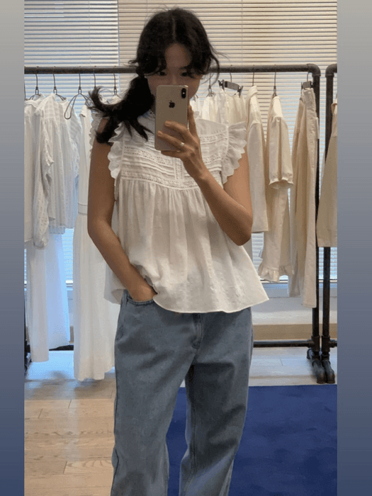 チャイナ服 フリル ノースリーブ チャイナブラウス