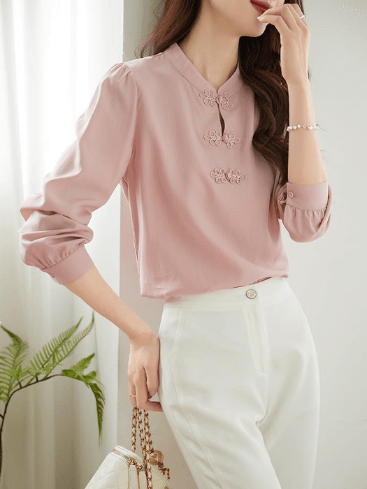 チャイナ服 長袖中華ブラウス