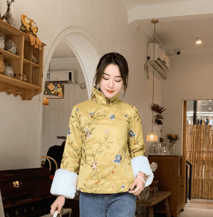 チャイナ服 ファー ボリューミー チャイナジャケット