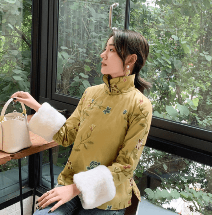 チャイナ服 ファー ボリューミー チャイナジャケット