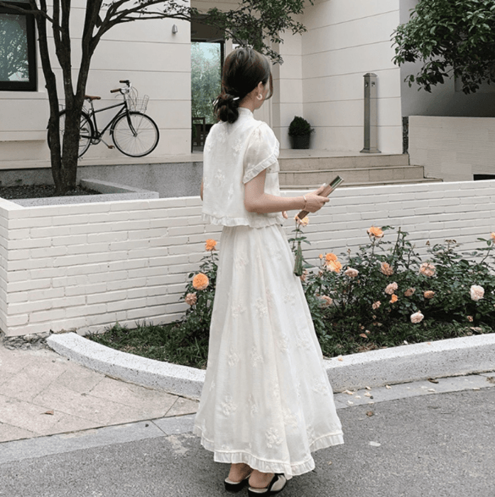 チャイナ服 フリル デザイン チャイナセットアップ