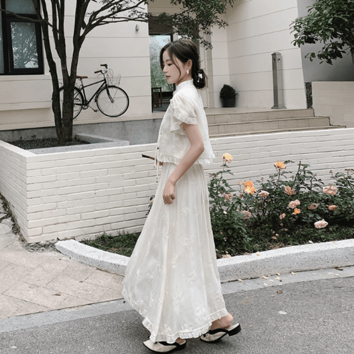 チャイナ服 フリル デザイン チャイナセットアップ