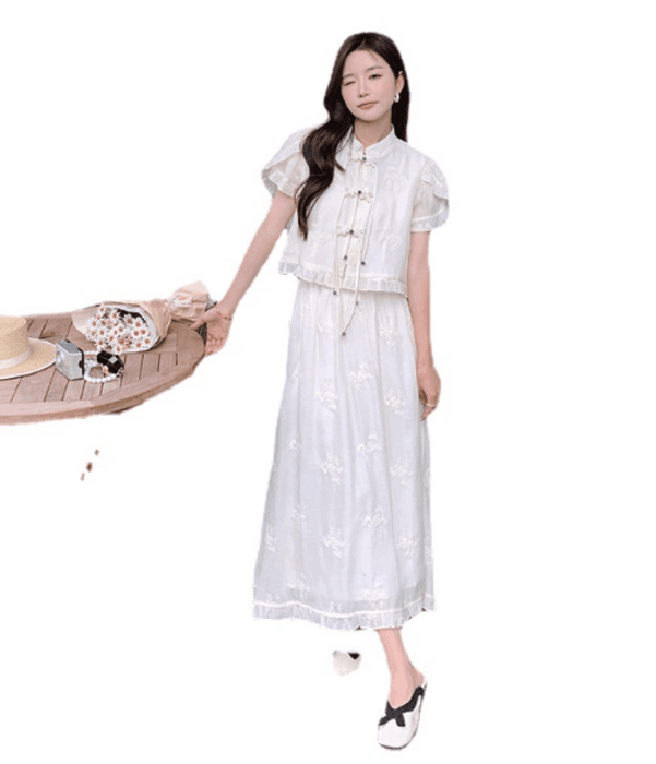 チャイナ服 フリル デザイン チャイナセットアップ