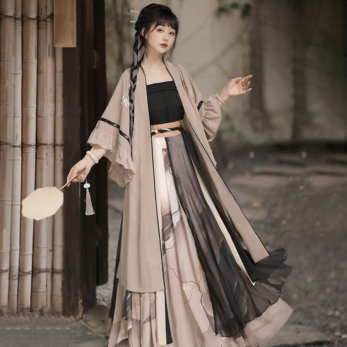 チャイナ服 エレガントブラウングレー中華ロリータセット