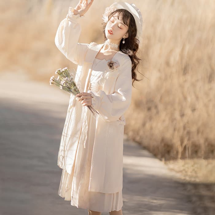 チャイナ服 クリームカラークラシック中華ロリータドレス