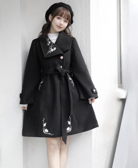チャイナ服 チャイナ風刺しゅう入りウールコート