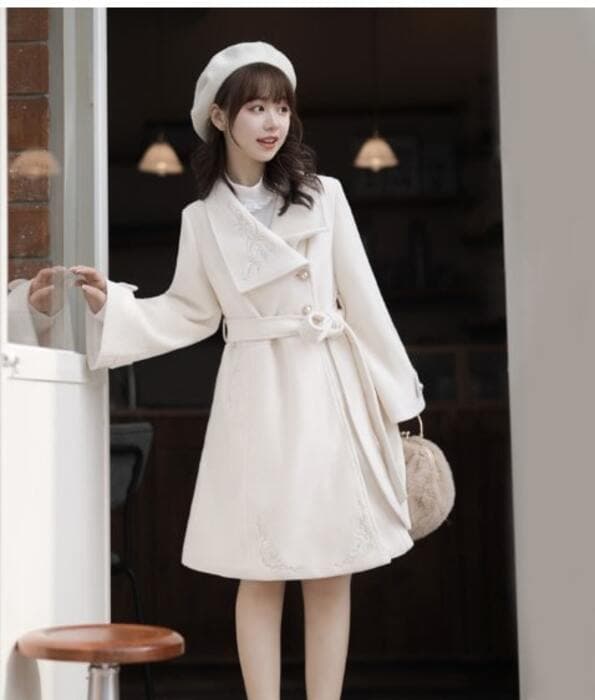 チャイナ服 チャイナ風刺しゅう入りウールコート