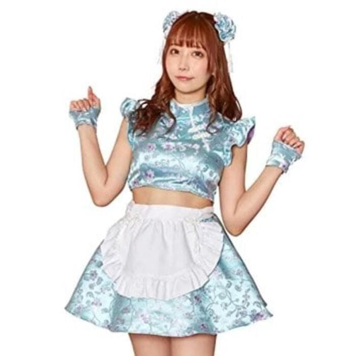 チャイナ服 メイド風 ブルーチャイナドレス