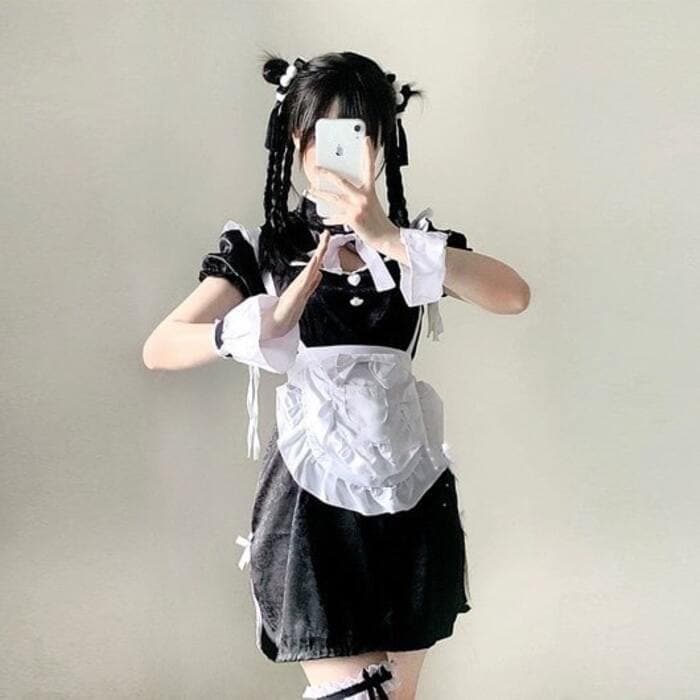 パンダカラー メイド風チャイナドレス