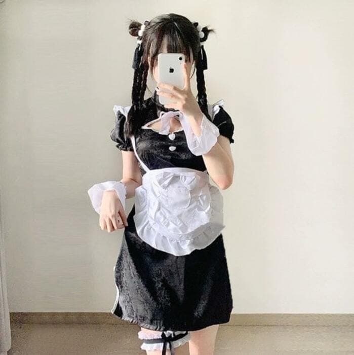 パンダカラー メイド風チャイナドレス