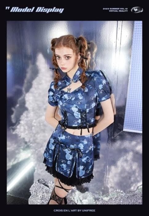 チャイナ服 ブルーローズ チャイナドレス