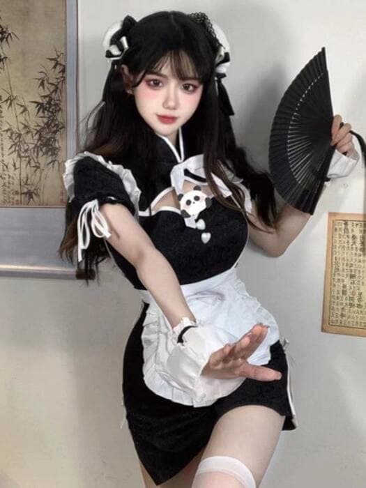 ハートリボン メイド風 チャイナワンピース