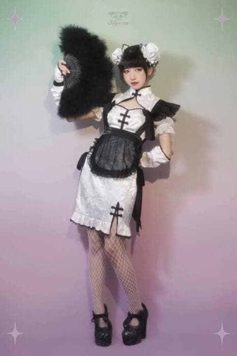 シースルーエプロン メイド風チャイナドレス